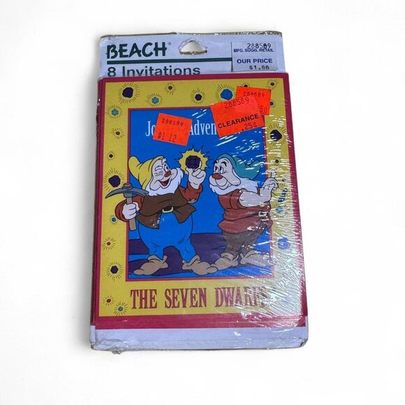 Vtg 7 Dwarfs Of Snow White 16 Birthday Party Invitations - Picture 2 of 3
